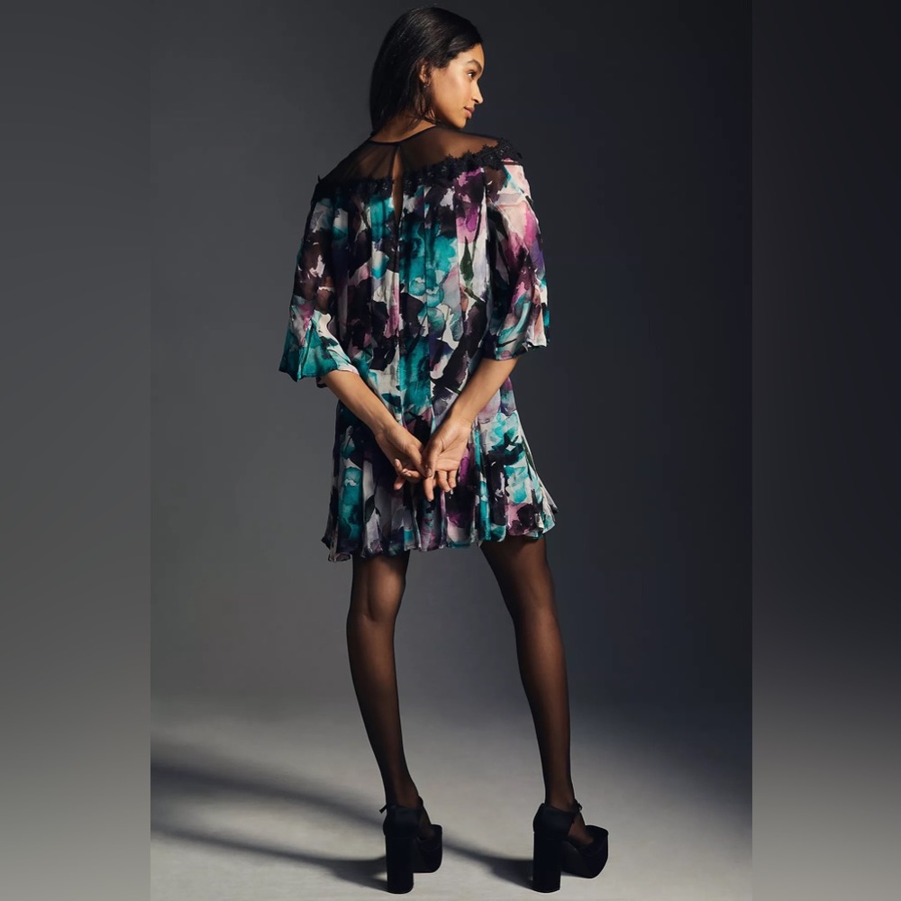 Flutter-Sleeve Lace Mini Dress - Picture 4 of 15